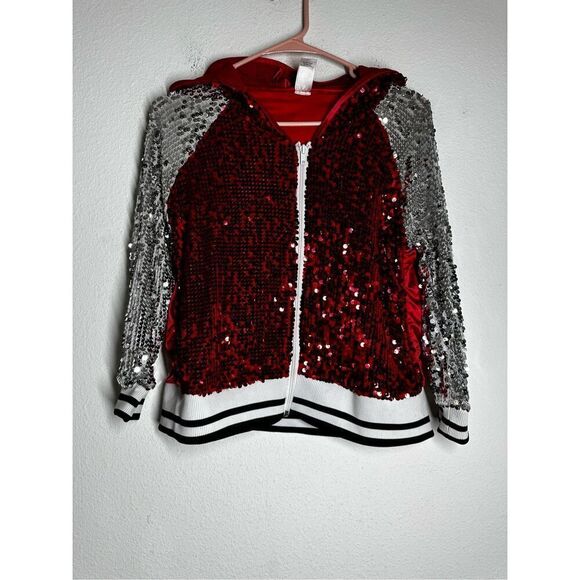 Weissman Jackets & Blazers - Weissman Red Sequin Jacket Hooded Size XLC Red Dancing Teens Jacket